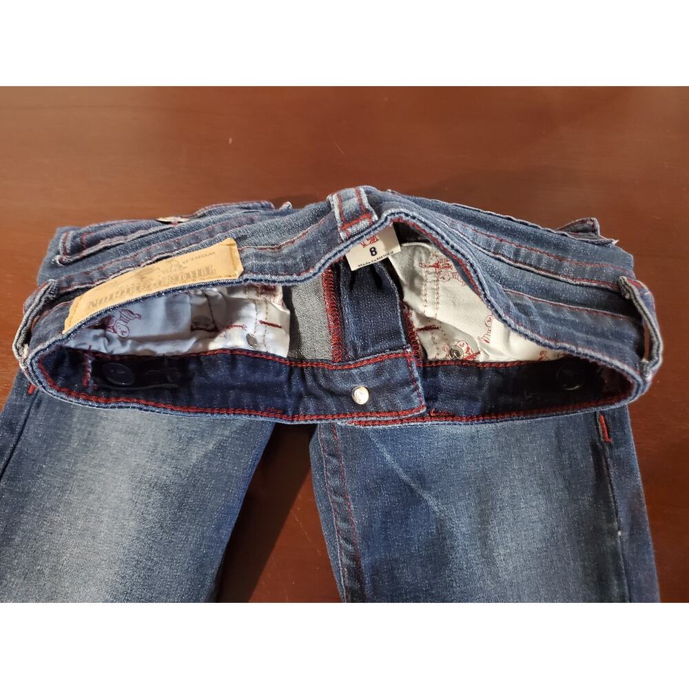 True Religion Kids SE Straight Flap Pocket Dark Wash Jeans Size 8 Youth Unisex - Picture 6 of 9